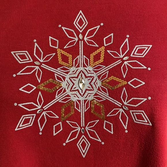 Croft & Barrow women’s HOLIDAY sparkle snowflake li g sleeve top cotton size PL - Picture 3 of 9
